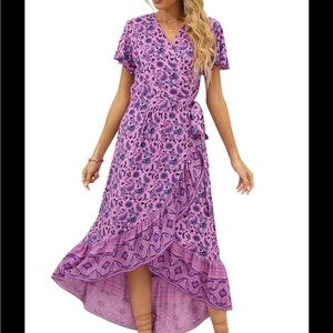 ZESICA Floral Hi-Low Dress